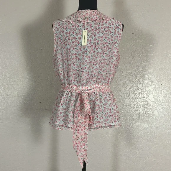 1749 NWT Max Studio Sleeveless Floral Blouse W/Tie Embellishment On Back. SzS - Picture 5 of 11